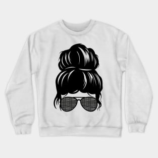 Messy Bun with Black & White Sunglasses Crewneck Sweatshirt